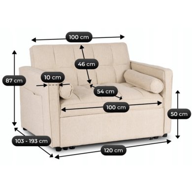 Крісло м'яке розкладне Mebel Elit CORRA Бежевий ME.CORRA/BZ/T/SOF фото - 9