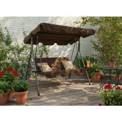 Садова гойдалка Garden Line 170x118x153 см Коричневий KRE7626 фото - 9