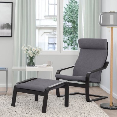 IKEA Крісло-качалка з підставкою POANG Темно-сірий (ИКЕА ПОАНГ) 49484299 фото - 3
