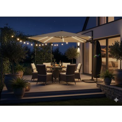 Садовый зонт с чехлом и LED подсветкой Garden Line ROMA 300x300 см Бежевый GAO1565 фото - 12