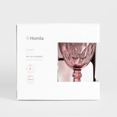 Набір келихів для вина Homla LUNO 340 мл 4 шт Рожевий 239818 фото - 6