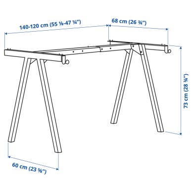 IKEA Основа для столу регульована TROTTEN 140/160 Білий (ИКЕА ТРОТТЕН) 30474752 фото - 5