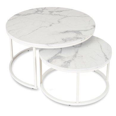 Комплект журнальных столов Mebel Elit JOE MAX Marmur 2 шт Белый - 2 Комплект журнальных столов Mebel Elit JOE MAX Marmur 2 шт Белый ME.MAXJOE/BM/B/L фото - 2
