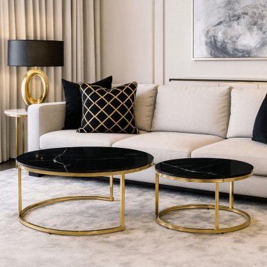 Комплект журнальних столів Mebel Elit MILANO Marmur 2 шт Чорний ME.MILANO/CZZLM/ZL/L фото - 5