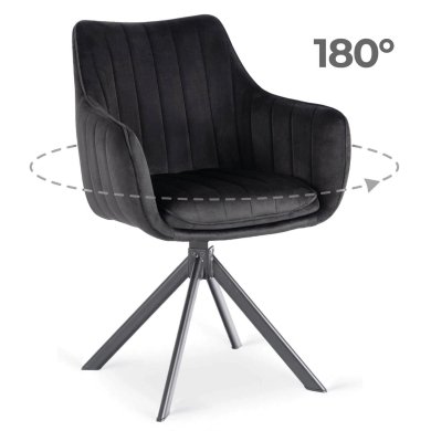 Обідній стілець поворотний Mebel Elit MUMBAI Welur Чорний ME.MUMBAI/CZ/V/K