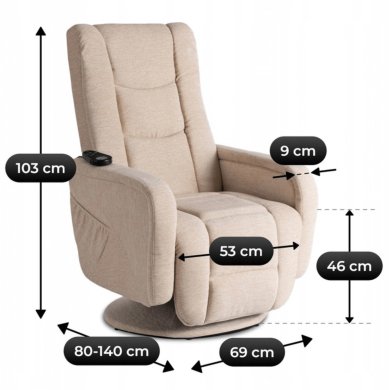 Крісло м'яке розкладне масажне з реклайнером Mebel Elit SPIKE 2 Бежевий ME.SPIKE2/BZ/T/FW фото - 16