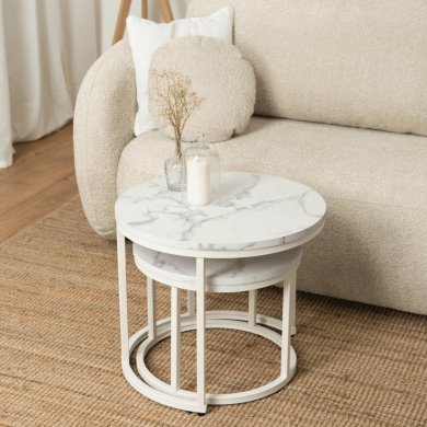 Комплект журнальних столів Mebel Elit JOE Marmur 2 шт Білий ME.JOE/BM/B/L фото - 9