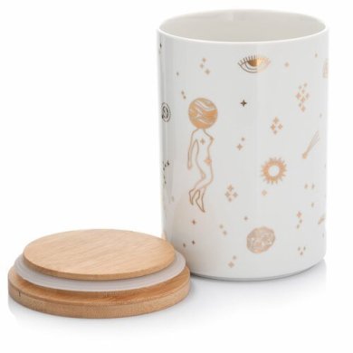 Порцеляновий контейнер Duka Celestial 1100 мл | Білий/Золотий принт 2220448 фото - 2