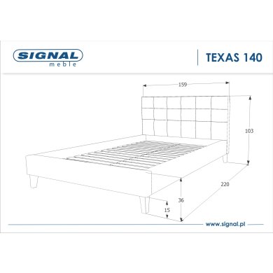Кровать Signal Texas | 140х200 / Серый / Дуб TEXAS140SZ фото - 2