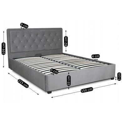 Кровать Mebel Elit CROS Welur 140x200 см Серый ME.CROS/140/CP/V/LOZZPOJ фото - 11