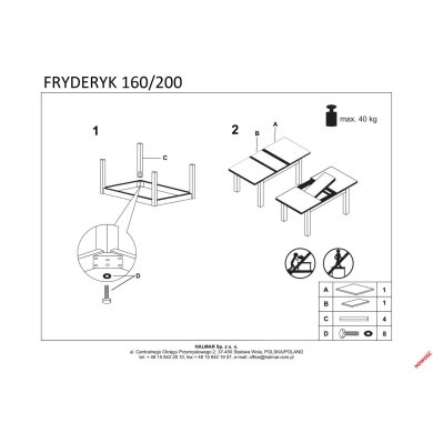 Раскладной обеденный стол Halmar FRYDERYK Белый V-PL-FRYDERYK/200-ST-BIAŁY фото - 2