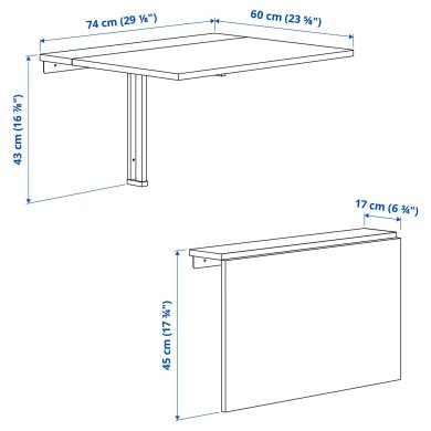 IKEA Складной настенный стол NORBERG Белый (ИКЕА НОРБЕРГ) 30180504 фото - 7