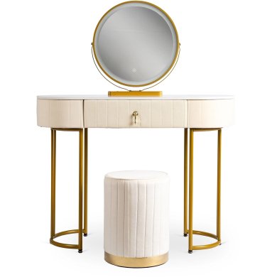 Туалетний стіл з пуфом Mebel Elit ASHLEY Marmur Бежевий ME.ASHLEY/BZ/ZL/B фото - 2