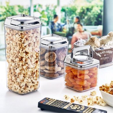 Набор контейнеров Chomik 0,7/0,9/1,7 л | Хром / Прозрачный - 2 Набор контейнеров Chomik 0,7/0,9/1,7 л | Хром / Прозрачный OKY2248 фото - 2