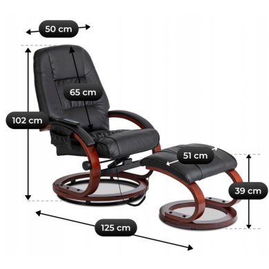 Кресло мягкое массажное с подставкой Mebel Elit CANO Черный ME.CANO/CZ/E/FW фото - 13