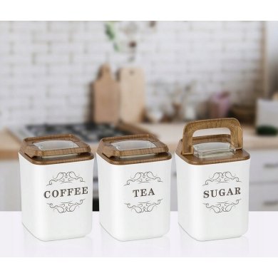 Набор контейнеров Chomik 900 мл | Белый / Дерево - 3 Набор контейнеров Chomik 900 мл | Белый / Дерево OKY2376 фото - 3