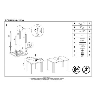 Раскладной обеденный стол Halmar RONALD Белый V-CH-RONALD-ST-120/160 фото - 2
