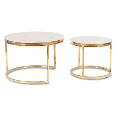 Комплект журнальних столів Mebel Elit ARON Ceramic Marmur 2 шт Білий ME.ARON/BM/ZL/CER/L фото - 4