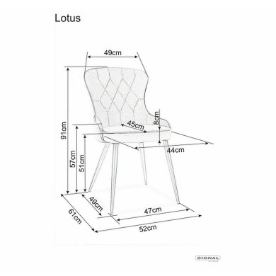 Обеденный стул Signal LOTUS Welur Серый LOTUSVCSZ фото - 8