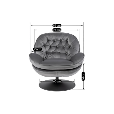 Кресло мягкое поворотное с подставкой Mebel Elit FIONA Серый ME.FIONA/P/V/FW фото - 10