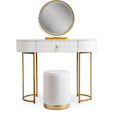 Туалетный стол c пуфом Mebel Elit SARAH Marmur Белый ME.SARAH/B/ZL/B фото - 2