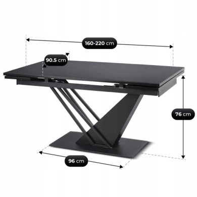 Раскладной обеденный стол Mebel Elit REX MDF Черный ME.REX/CZ/CZ/S160-220 фото - 9