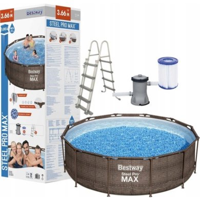 Каркасний бассейн Bestway 56709 STEEL PRO MAX 366x100 см Коричневый BES56709