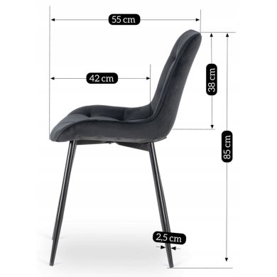 Обеденный стул Mebel Elit CHRIS Welur Черный ME.CHRIS/CZ/CZ/V/K фото - 10