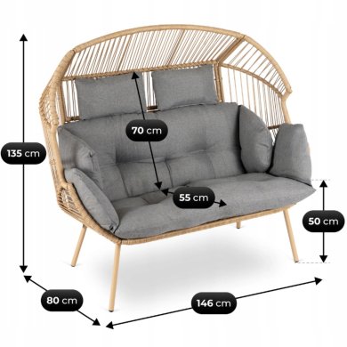 Садовый диван Mebel Elit KORYNT Серый ME.KORYNT2S/P/NAT/T/FW фото - 11