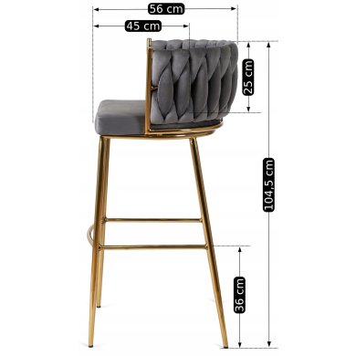 Барный стул Mebel Elit FLORES 2 Серый - 12 Барный стул Mebel Elit FLORES 2 Серый ME.FLORES2/P/ZL/V/H фото - 12