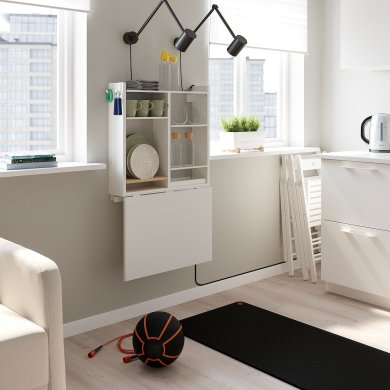 IKEA Складной настенный стол с полкой NORBERG Белый (ИКЕА НОРБЕРГ) 20497928 фото - 6
