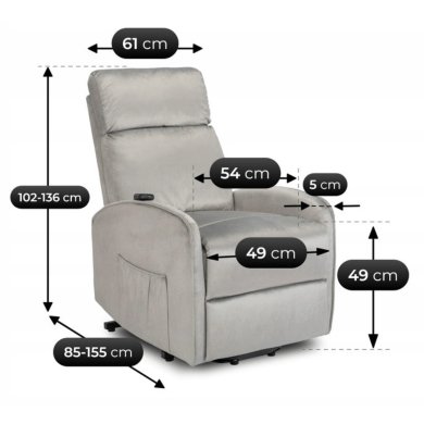 Крісло м'яке розкладне з реклайнером Mebel Elit COLTON Welur Сірий ME.COLTON/P/V/FW фото - 13