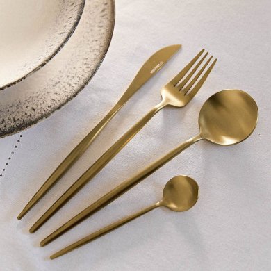 Набор столовых приборов Homla NOIA 16 шт Золотой 230110 фото - 6