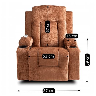 Крісло м'яке розкладне масажне з реклайнером Mebel Elit BOX Welur Коричневий ME.BOX/BR/V/FW фото - 16