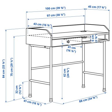 IKEA Письмовий стіл HAUGA Білий (ИКЕА ХАУГА) 90477677 фото - 11