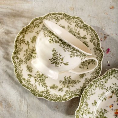 Чашка з блюдцем Homla LOURRY 200 мл Зелений 241998 фото - 6