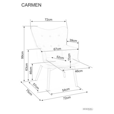 Кресло мягкое Signal CARMEN Welur Серый CARMENVSZC фото - 7