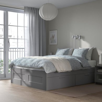 IKEA Каркас ліжка BRIMNES 140х200 см Сірий 70602795