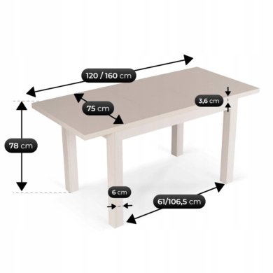 Раскладной обеденный стол Mebel Elit SKUBI Кашимир W.SKUBI/KASZ/KASZ/S фото - 8