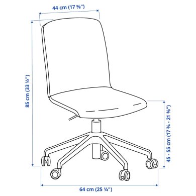 IKEA Офисное кресло ERFJALLET Серый (ИКЕА ЭРФЖАЛЛЕ) 60587955 фото - 4