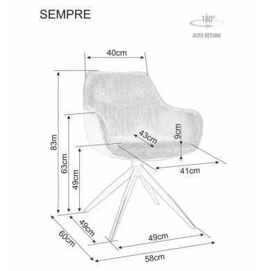 Обідній стілець поворотний Signal SEMPRE Brego Бежевий SEMPREBRCBE фото - 5