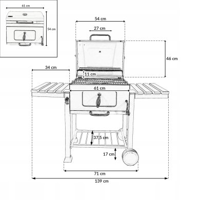 Угольный гриль с чугунной решеткой Kontrast BBQ1010 Серебристый - 15 Угольный гриль с чугунной решеткой Kontrast BBQ1010 Серебристый 5.22.14218 фото - 15