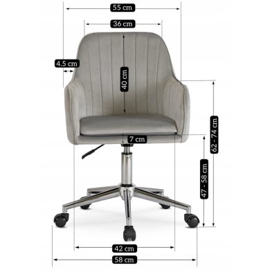 Офісне крісло Mebel Elit TOM Welur Сірий ME.TOM/P/CH/V/FO фото - 9