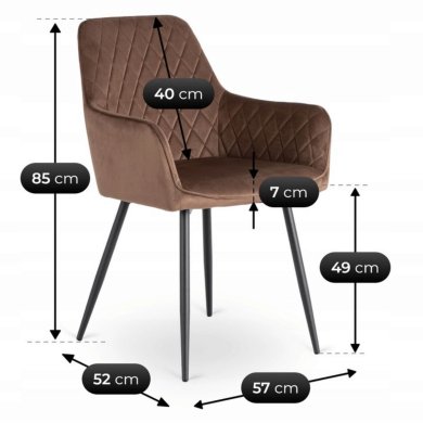 Обідній стілець Mebel Elit BRESSO Welur Коричневий ME.BRESSO/BR/CZ/V/K фото - 6