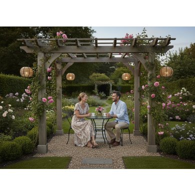 Подсвечник-фонарь Garden Line 20x25 см Дерево ILS8598 фото - 3