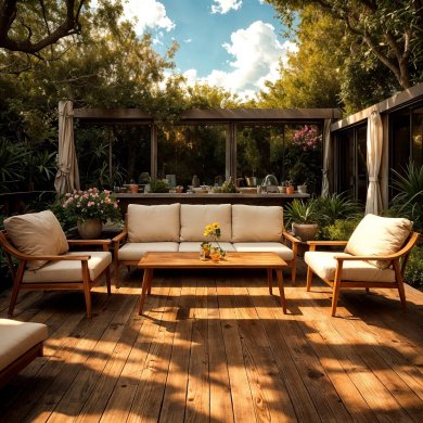 Комплект садових меблів Garden Line NIKOZJA Бежевий - 9 Комплект садових меблів Garden Line NIKOZJA Бежевий ALM9552 фото - 9