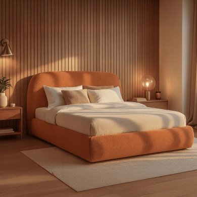 Ліжко Mebel Elit ROSSO Boucle 160x200 см Рудий ME.ROSSO/160/RD/TB/LOZZPOJ