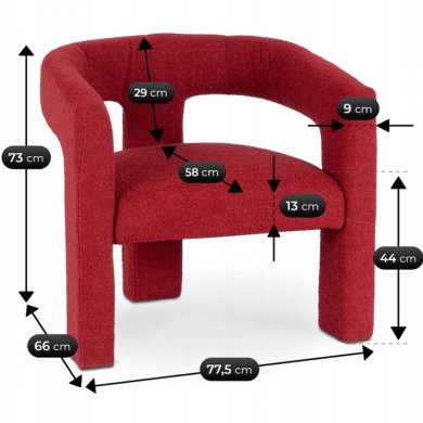 Кресло мягкое Mebel Elit LILLE Boucle Бордовый ME.LILLE/RD/TB/FW фото - 9