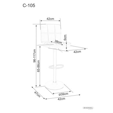 Барний стілець Signal C-105 Welur Чорний C105VCC фото - 4