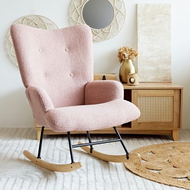 Кресло-качалка мягкое Homla MOSS TEDDY BOUCLE Розовый 218187 фото - 9